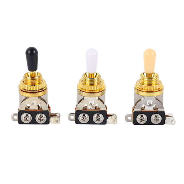 3st 3-vägs gitarr toggle-switchar kort rak switch med svarta vita krämspetsar för elgitarr guld