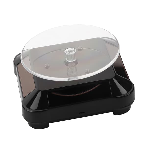 Solar Showcase 360 Roterende Drejeskive Ur Telefon Smykker Display Stand LED Lys (Sort)