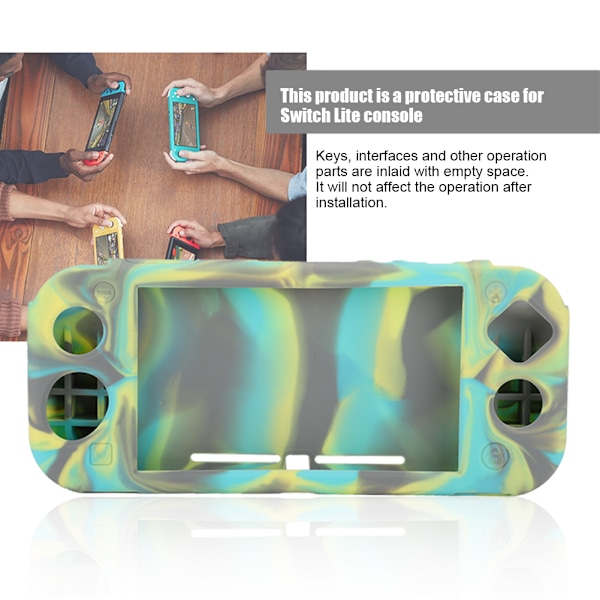 Kamouflage ABS Spelkonsol Skyddsfodral med Grepp Halkskyddstillbehör för Switch Lite