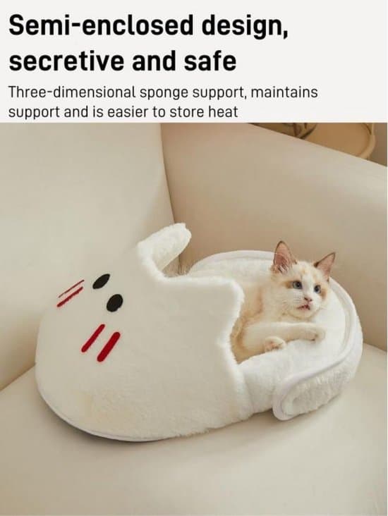 Katteseng Tøffeldesign — Velegnet til alle årstider — Katte- og hundekurv — Vinterkæledyrsseng — Hjemmesofa — Konvertibel sofapude — Katteseng B