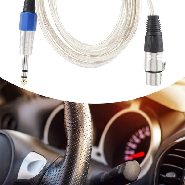 6,35 mm skärmad bilstereo-kabel modifierad interkonnektkabel 1,8 m (silvrigt vit)