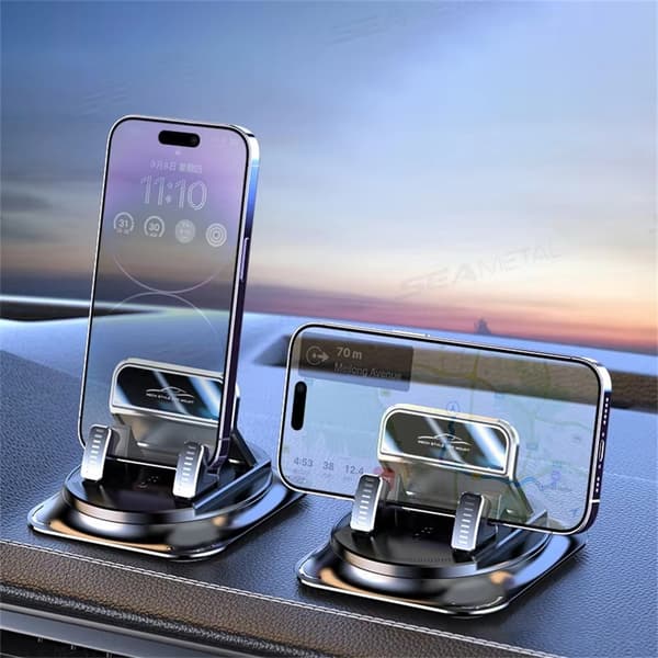 Mobile Phone Holder Car Dashboard Automatic Locking 360 Degree Rotation Non-Slip Black