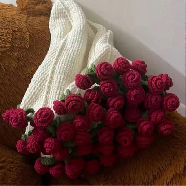 Flower Bouquet Blanket Handmade Foldable Soft Rose Blanket Beginner-Friendly Throws for Home Mother's Day Wedding