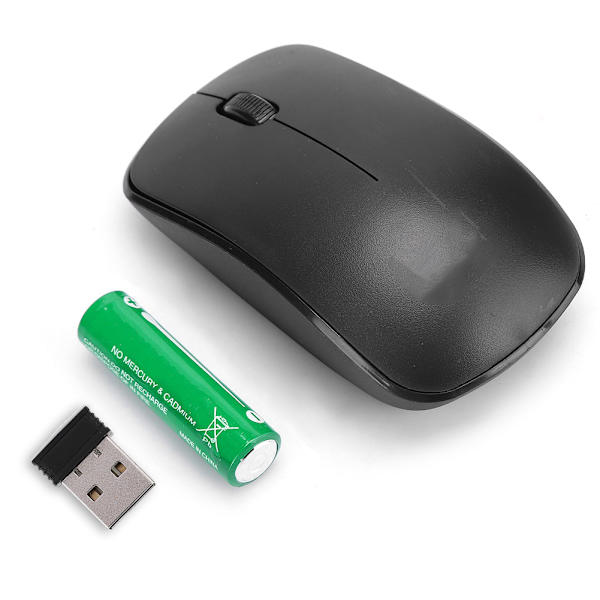 Trådløs Lydløs Optisk Mus 2.4G Stille Klik 3 Taster Komfortabel Form med Batteri + USB Bluetooth Modtager