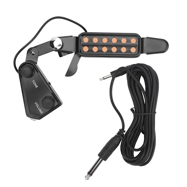 Gitarr Pickup 12 Ljudhål Elektrisk Givare med Ton- och Volymkontroll för Ukulele