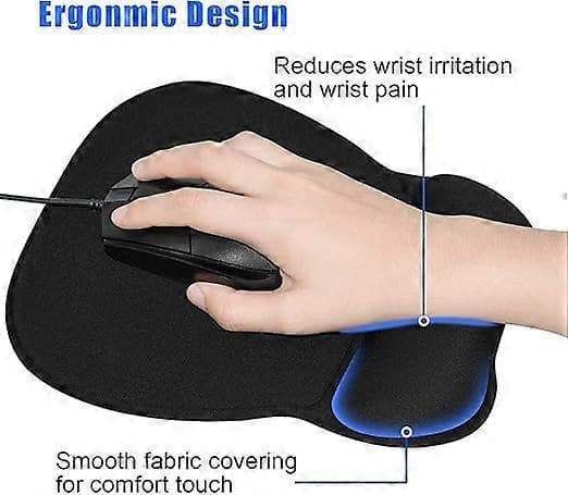 Ergonomisk musematte med håndleddsstøtte, gelmusematte med sklisikker PU-base, musematte håndleddsstøtte med behagelig stoff for arbeid, studier, enkel skriving og
