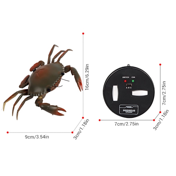 Elektrisk krabbe leketøy med fjernkontroll Simulere krabbeform RC leketøy med lys