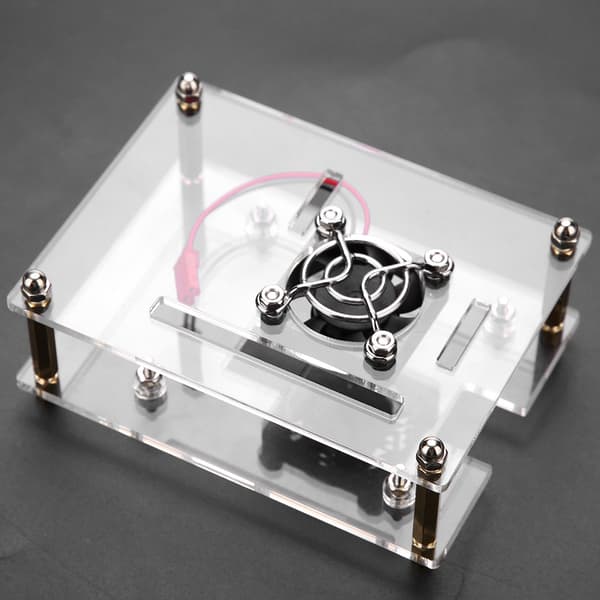 Akryl PMMA-kapslingsbox Skyddsfodral Kylfläkt för Raspberry Pi 2 3 Modell B och Pi b