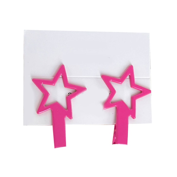 2pcs Cute Hair Clips Star Shaped Metal Hair Pins Girls Hair Accessories for Kids Rose Red