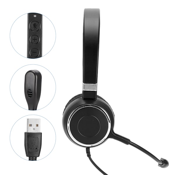 Telefon Trafik Øretelefon Call Center Kommunikation Computer Headset USB Ledningskontrol Klar Lydkvalitet Hovedtelefon