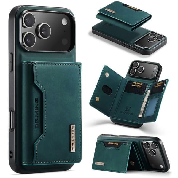 iPhone 17 Pro Max Skinnveske DG.MING M2 Series 3-Fold Kortlommebok Grön