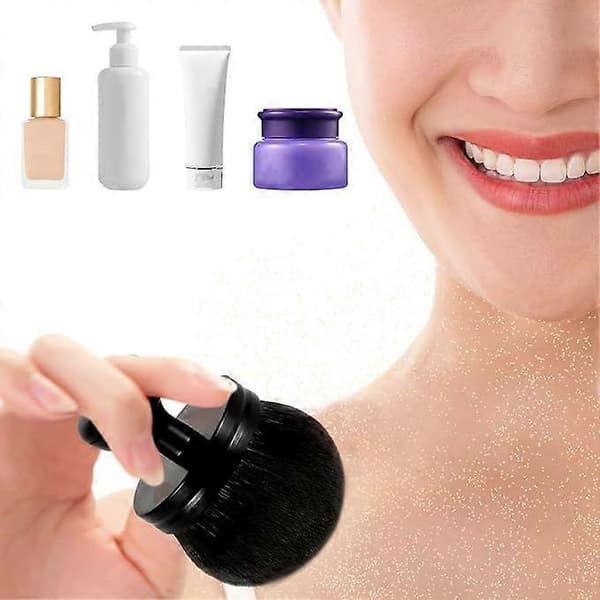 Ekstra stor makeupbørste til ben og bronzer, solcreme, foundation, oval med pose, guldfarvet svamp [BEMS] black