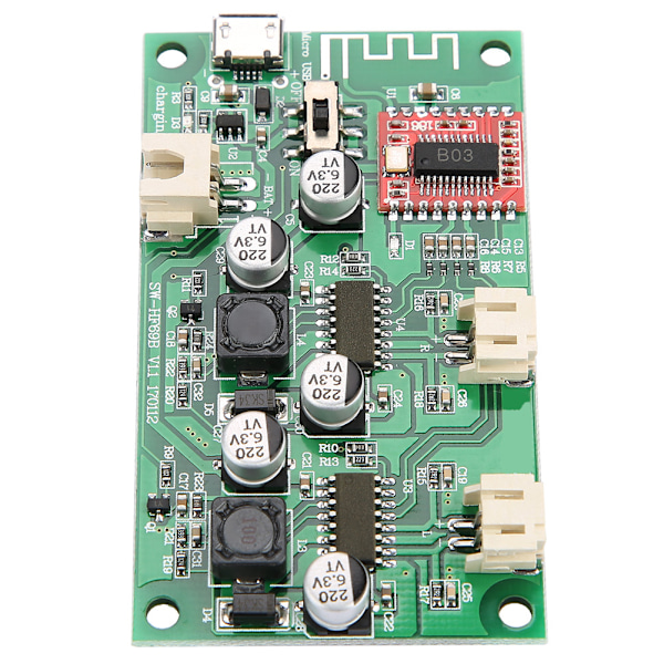 2x6W Bluetooth Effektförstärkarkort DC 5V/3.7V Litiumbatteri med Laddningshantering HF69B