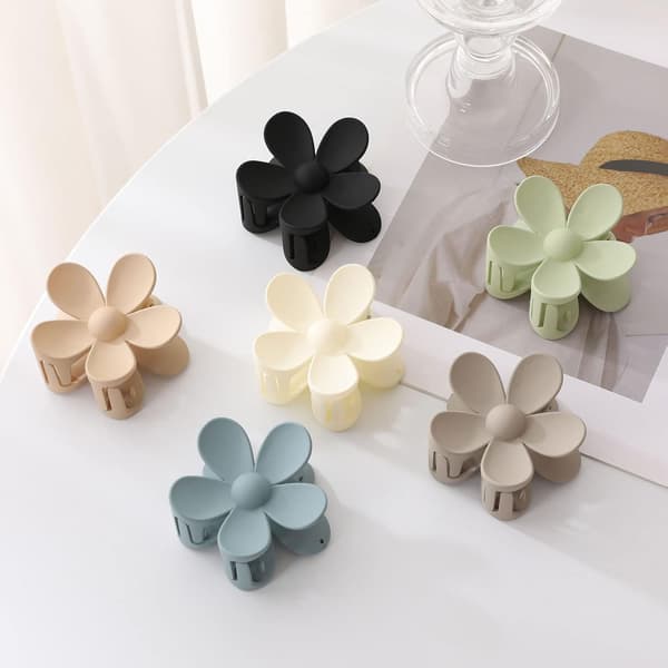 Hårklemmer, 6 stk matte blomster hårklemmer, 6 farger