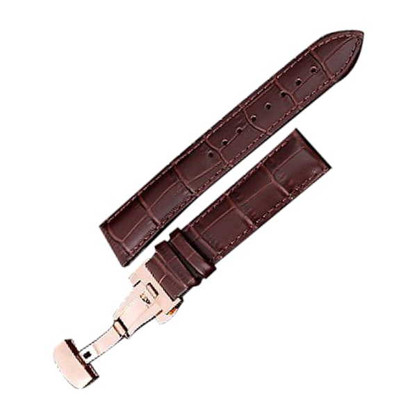 Klockarmband Läder Klockband Spänne Stift Universal Tillbehör för Ersättning Brunt Klockarmband och Roséguld Spänne 18mm / 0.71in
