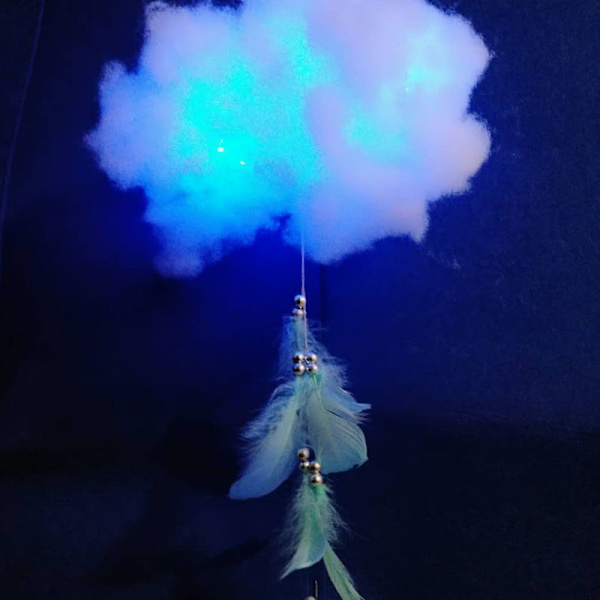 Lätt Hängande Dekoration Innovativ DIY Lampa Hängande Ornament med Kit för Sovrum Vardagsrum Ljusblå Fjäder med Ljuskits