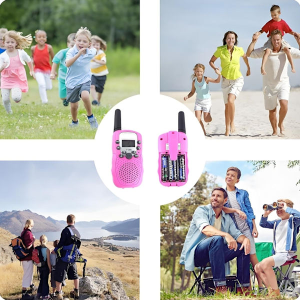 2-pack Walkie-Talkie för barn – 3 km räckvidd, rosa