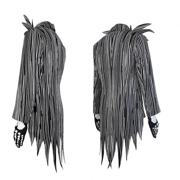 Herr Cosplay-dräkt Jack Skellington Skelettdräkt Set med krage och handskar S