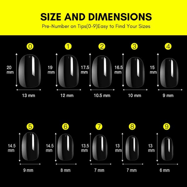500 pcs Short Oval Nail Tips, Press on Nails (Transparent)