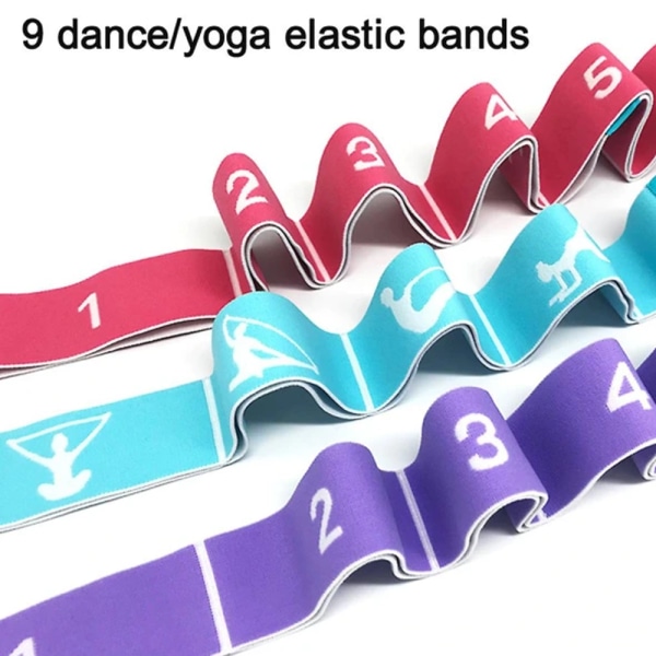 Jooga Stretch -harjoitusnauha 9 joustavaa silmukkaa Paksu harjoitusnauha Gravity Fitness Stretch Band Tanssijooga Extra Stretch Band Elastinen Jooga