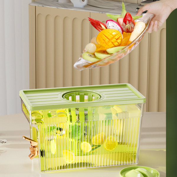Kold Kedel med Hane 3L PET Køleskab Vandfilter Dispenser Drikkebeholder til Hjemmefest Grøn