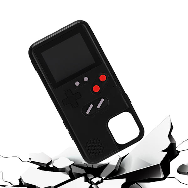 Färgskärm Spelkonsol Telefonfodral Retro Nostalgisk Handhållen Mobiltelefon Skal för iPhone11 Pro Svart