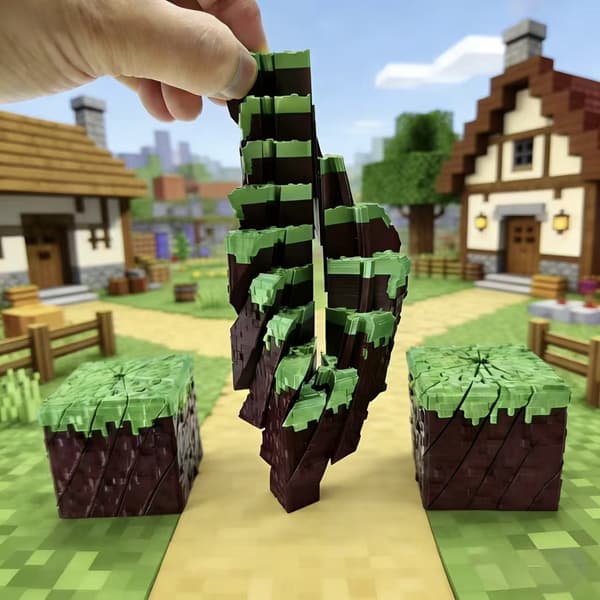 3D-printet stresslindrende gressblokk – 5cm x 5cm