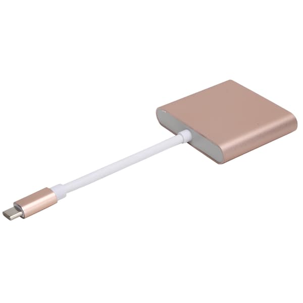 USB C Adapter 3.1 3 i 1 Hub Konverter Dock High Definition Multimedia Interface 4K Rosaguld