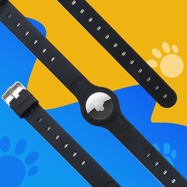 Säädettävä musta silikonipäällysteinen Apple-kaulapanta pienille koirille, kissoille ja keskikokoisille lemmikkieläimille anti-Lost GPS-lisävarusteella