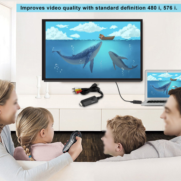 HD till AV för RCA-omvandlarkabel 480 i 576 i Hane till Hane Videokonverteringskabel för TV VHS VCR
