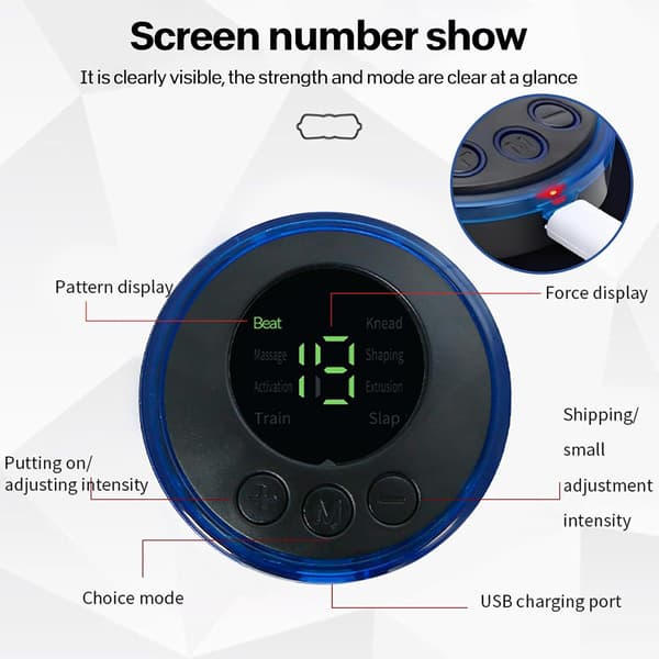 Wireless TENS Pain Relief Device - 8 Modes, 19 Intensity Levels, 3 Reusable Electrode Pads, LCD Display | Portable Unit for Back, Neck, Shoulder