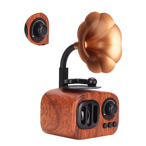 Retro Bluetooth-kaiutin Trumpetti Kukka Ammattimainen Vahva Basso Kannettava Puutyylinen Stereokaiutin Kotiin Vaalea Puun Väri