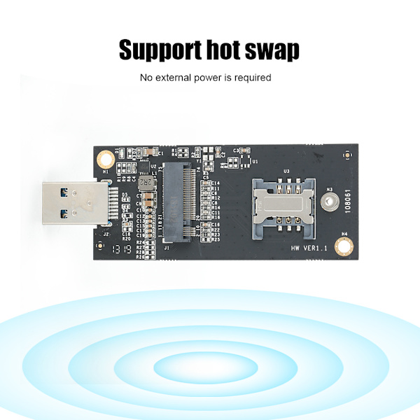 (M.2) KEY B - USB3.0 -sovitinkortti M.2 -korttimoduulilevy SIM-korttipaikalla