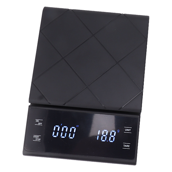 3 kg 0,1 g kaffevægt, vandtæt digital køkkenvægt med berøringsskærm og timer til køkken, kaffebar, bageri, sort
