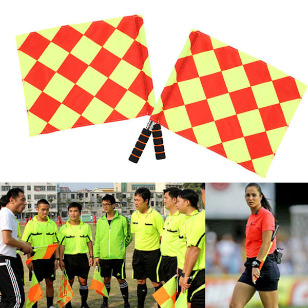 2 stk./pose Fodbold Fodbold Dommer Sport Kamp Linjedommer Flag med Opbevaringspose