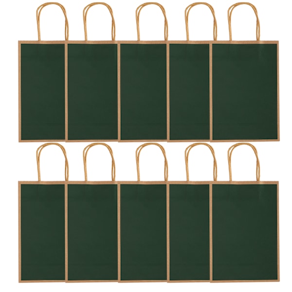 10 kpl Kraft-paperikassi Kẹo Snacks Shopping Present Gift Bags Kahvoilla Häät15 x 8 x 21cm Vihreä