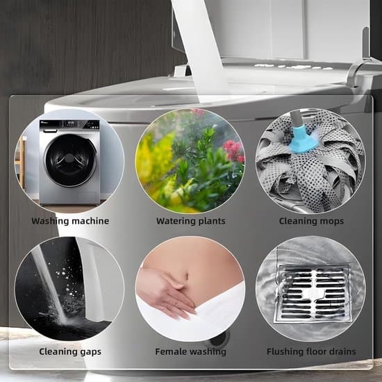 Bidet sæt i rustfrit stål – Manuel bidet bruser – Skylleflaske – Sølv