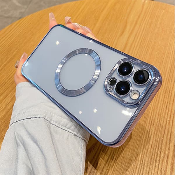Trendy elektrobelagt magnetisk sugedeksel til iPhone Far Peak Blue for iPhone13Promax 0.7