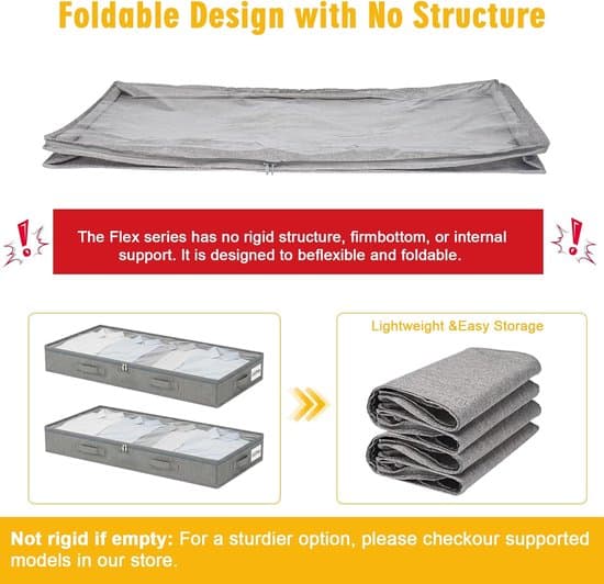 Under-bed storage box - Large storage box with zipper - Foldable wardrobe - Storage box - 100×50×10 cm - Set of 2