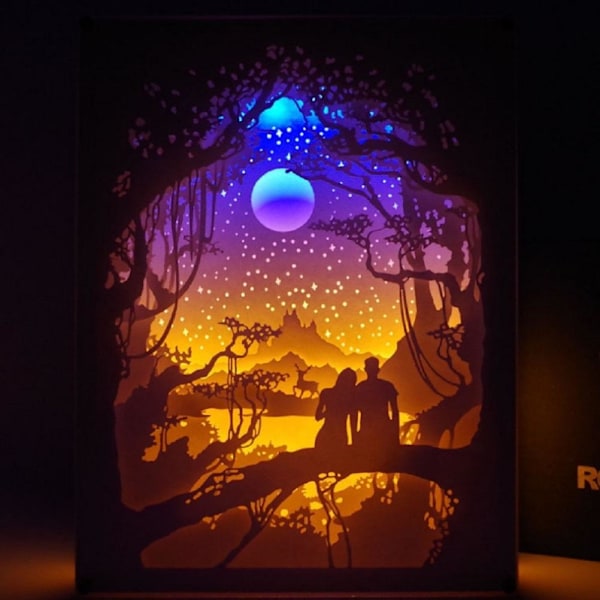 Papercut Light Box 3D LED Paper Carving Lamp Paper Carving Art Night Lights LED Table Lamp for Decoration