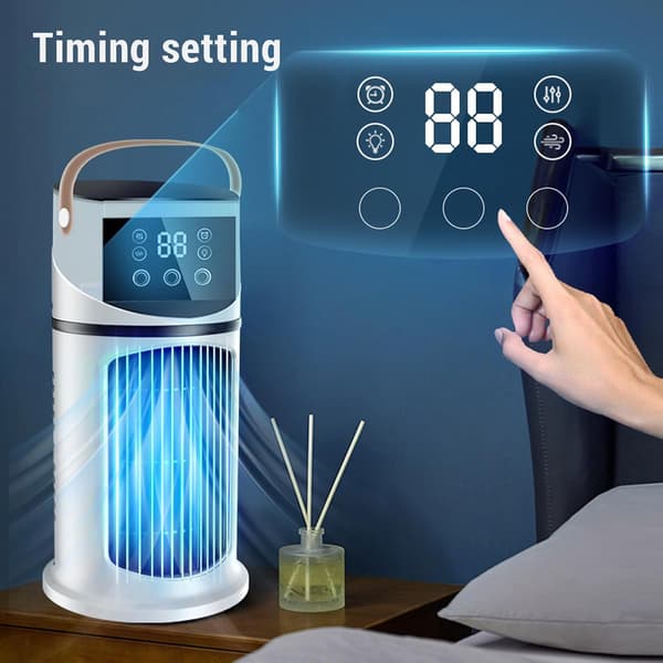 Tower Fan, 9 Speeds + Mist Spray, Quiet Operation, 8-Hour Timer and LED Light, Portable Air Cooler for Office