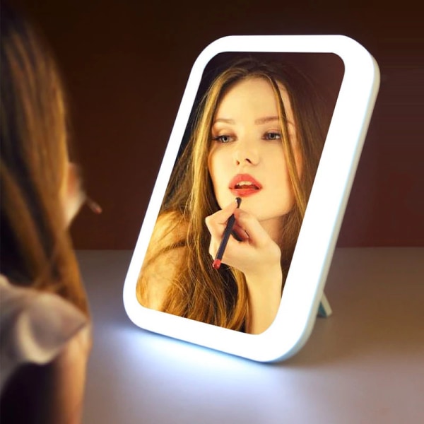 Bärbar sminkspegel med pekkontroll + LED-belysning