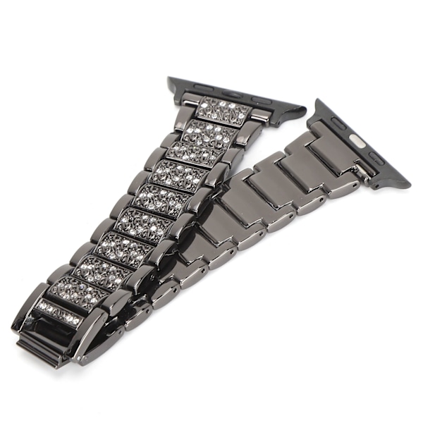 Kellon ranneke täynnä strasseja Metallinen rannekoru Vaihto Yhteensopiva IOS Watch 42mm/44mm Musta