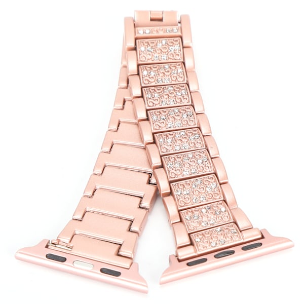 Urrem Fuld Rhinestones Rem Metal Armbånd Udskiftning Kompatibel til IOS Watch 42mm/44mm Pink