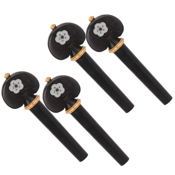 4 st Violin Stämskruvar Handskurna Blomma Ebenholts Trä Musikinstrument Tillbehör (Vit Skal)