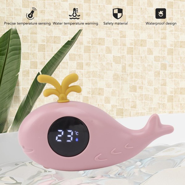 Baby Digital Cartoon Cute Whale Termometer Multi vattenmätning Rosa