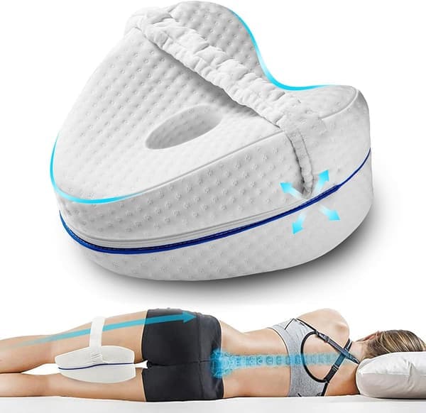 2026 Upgraded Edition Knee Pillow for Side Sleepers, Orthopedic Memory Foam Pillow White white