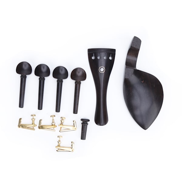 Violindelar Ebenholts 4/4 Trä Pinnar Dragbräda Hakstöd Finjustering Musikinstrument Tillbehör