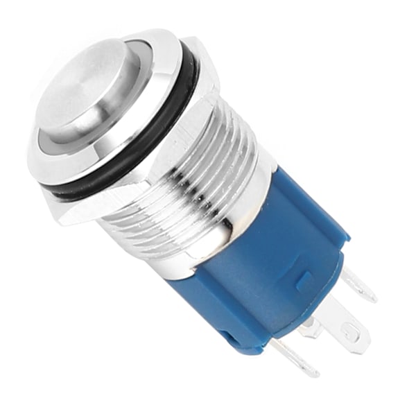 12V 0,6 tommer LED-lys Trykknap Selvlåsende Selvtilbageførende Vandafvisende Toggle Switch Blåt Lys