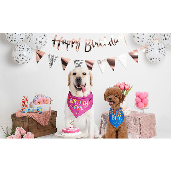 Lilla Happy Dog Bandana - Justerbart tørklæde til kæledyr - Tilbehør til fødselsdagsfest til hunde og katte